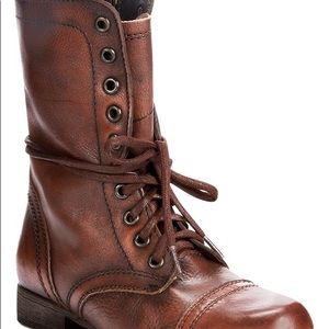 STEVE MADDEN Troopa Brown Leather Combat Boots